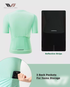 Preview: ROCKBROS | TVI Damen Radtrikot – Kurzarm Fahrradtrikot, atmungsaktive Sport-Shirts für den Sommer